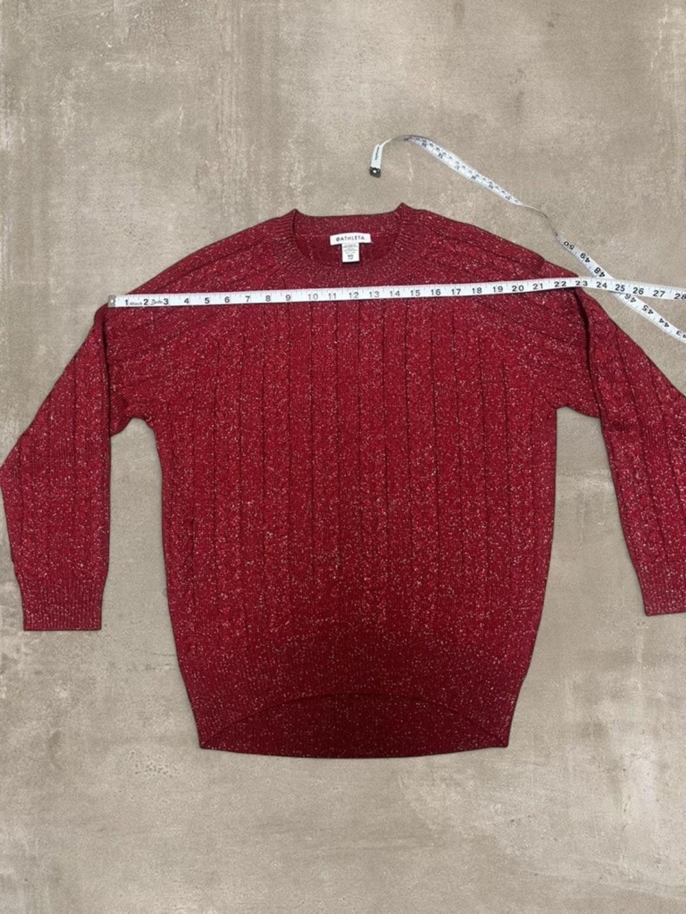 Athleta Red Metallic Knit Sweater XXS Sparkle Crewneck - Picture 4 of 5